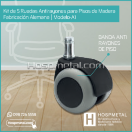 Kit de 5 Ruedas Antirayones para Pisos de Madera – Fabricación Alemana | Modelo MOD-A1